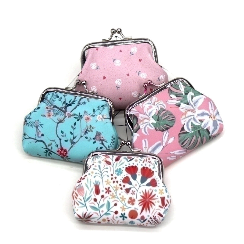 Women’s Flower Pu Leather Buckle Coin Purses