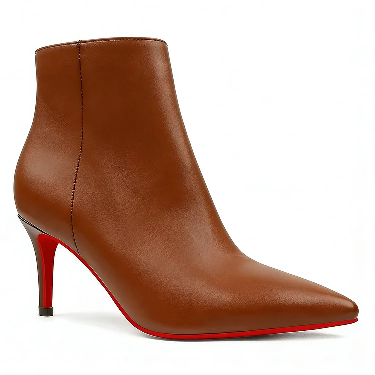 60mm Women's Ankle Boots Closed Pointed Toe Red Bottom Stilettos Booties VOCOSI VOCOSI