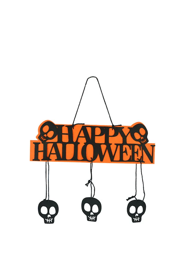 Happy Halloween Skull Door Hanging Home Decor Black-elleschic