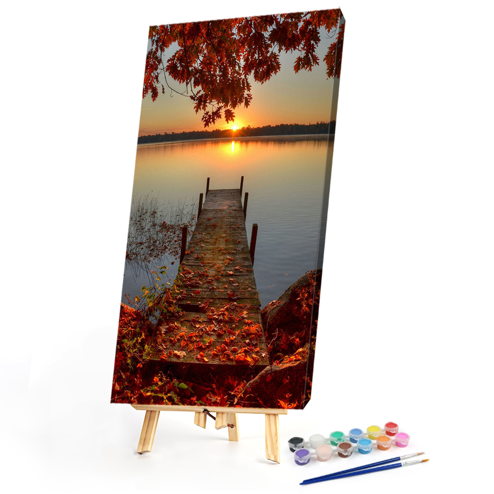 

40*80CM - Paint By Numbers - Lakeside Bridge (Big Size), 501 Original