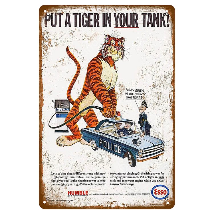 Esso Gasoline - Vintage Tin Signs/Wooden Signs - 7.9x11.8in & 11.8x15.7in