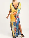 Hawaii Style Split-Side Short Sleeves Cover-Ups Tops