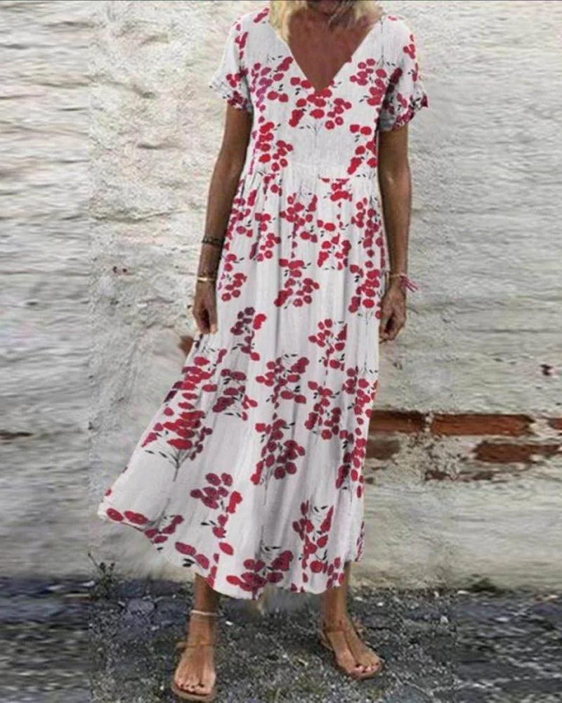 Women's Floral Print V-neck Dress