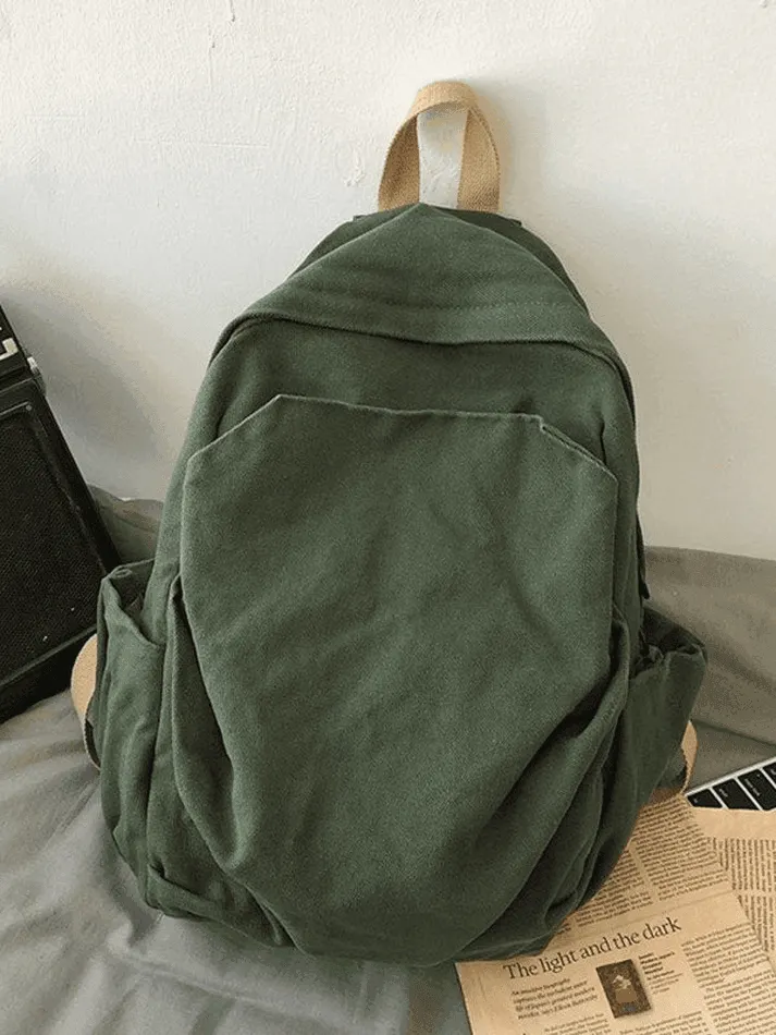 Brownm Vintage Wash College School Backpack