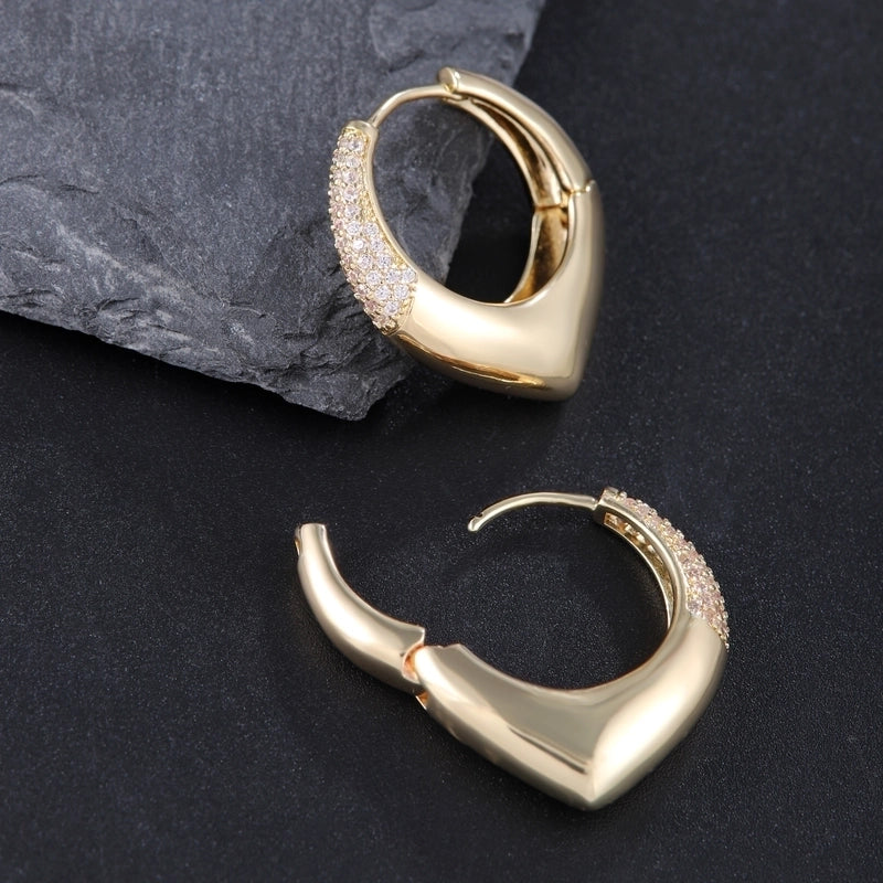 1 Pair Classic Style Round Plating Inlay Copper Zircon 18K Gold Plated Earrings