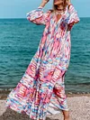 Hawaii Style Tie Dye Long Sleeves Maxi Dress
