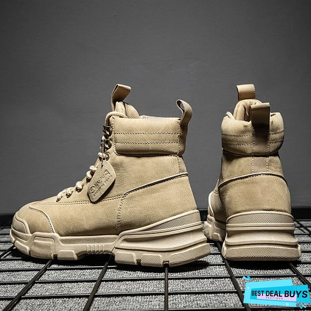 Men's Fall Casual Daily Boots Walking Shoes Pu Breathable Non-Slipping Wear Proof Black / Khaki / Gray