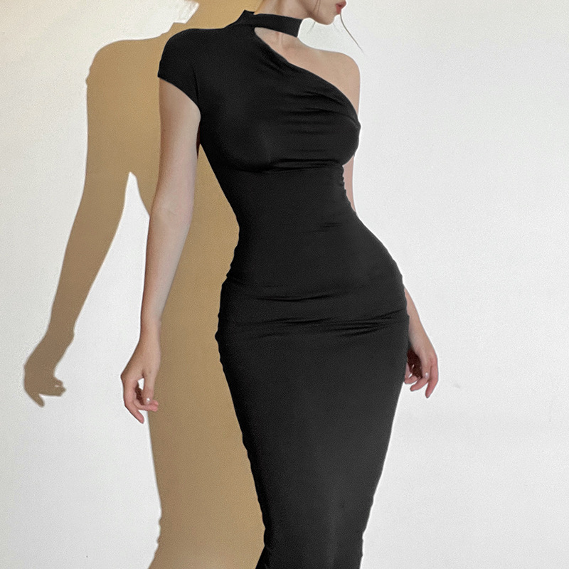 Ootddress Women's Off The Shoulder Elegant Slope O Neck Maxi Dress Sexy Short Sleeve High Waist Slim Fit Club Party Dress Femme 2025