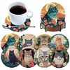 Un ensemble (8pcs) chat en bois - 5d bricolage artisanat sous-verres