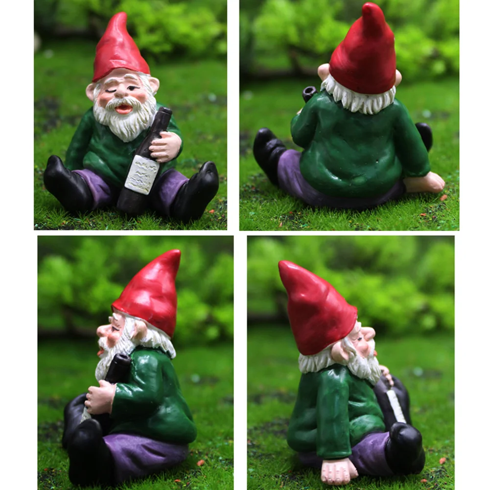 Mini Dwarf Gnome Statue Garden Ornament Resin Fairy Micro Landscape Elf (C)