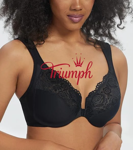 Triumph - 3 pe&ccedil;as 🔥Soutien de senhora sem copa e com bot&otilde;es &agrave; frente, tamanhos grandes