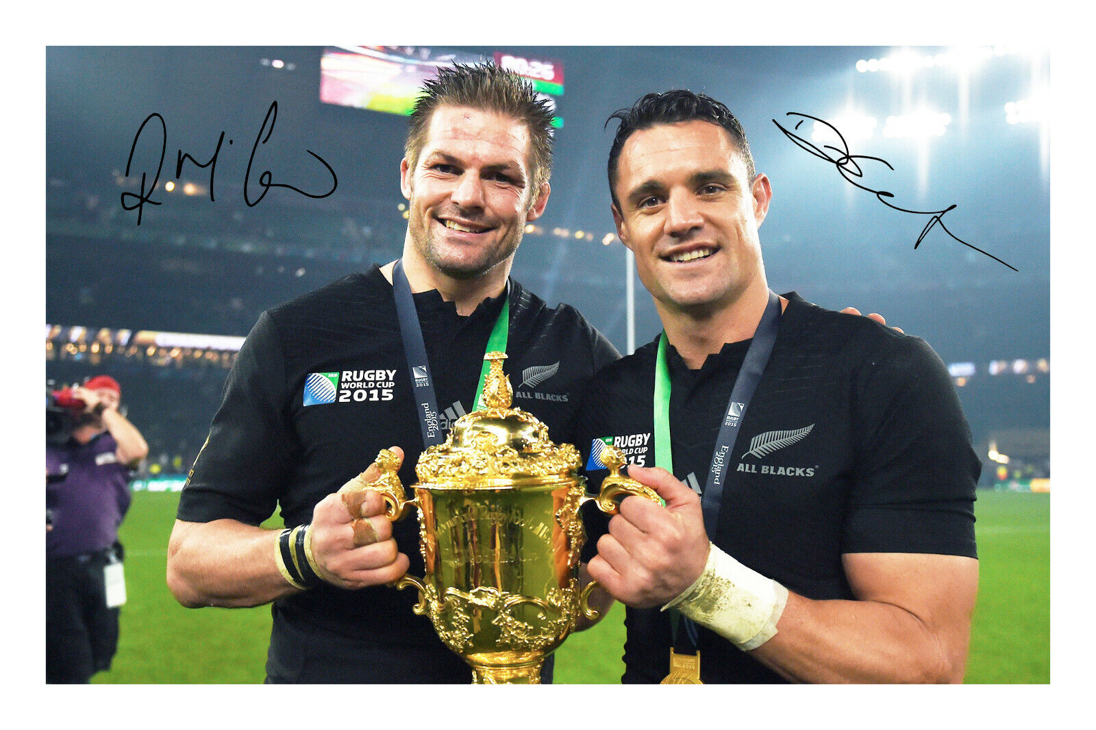 Dan Carter & Richie McCaw Signed A4 Photo Poster painting Print World Cup New Zealand All Blacks