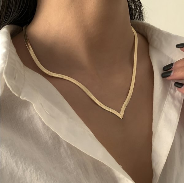Chic Flat Snake Bone Herringbone Chain Necklace Choker Gold Silver Jewelry - Shop Trendy Women's Fashion | TeeYours