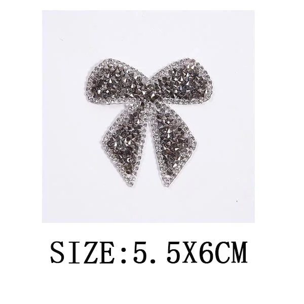 Bow Crystal Rhinestones Patch Iron on Transfers for Clothing Sparkling Rhinestones Stickers on Bag Hat Shoes DIY Applique Decor