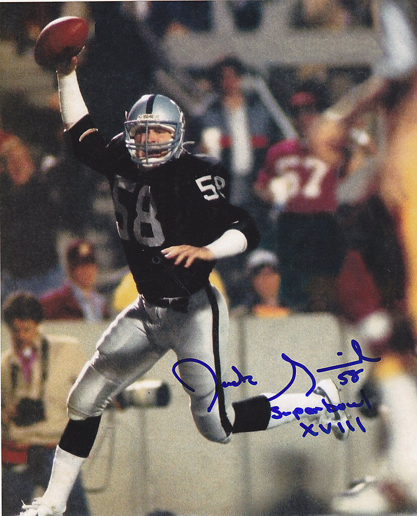 JACK SQUIREK OAKLAND RAIDERS SUPERBOWL XVIII INTERCEPTION ACTION SIGNED 8x10