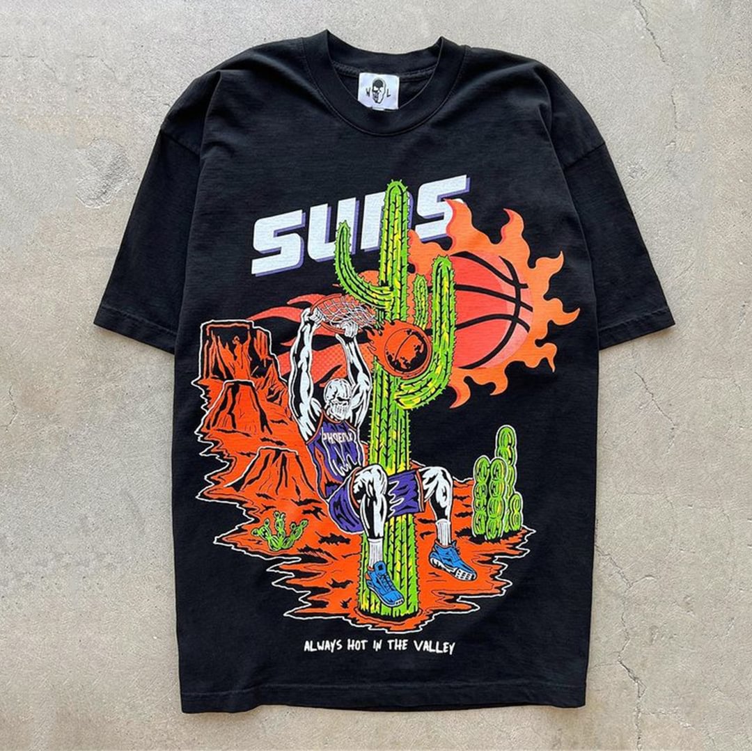 Men's Skull And Basketball Print T-Shirt