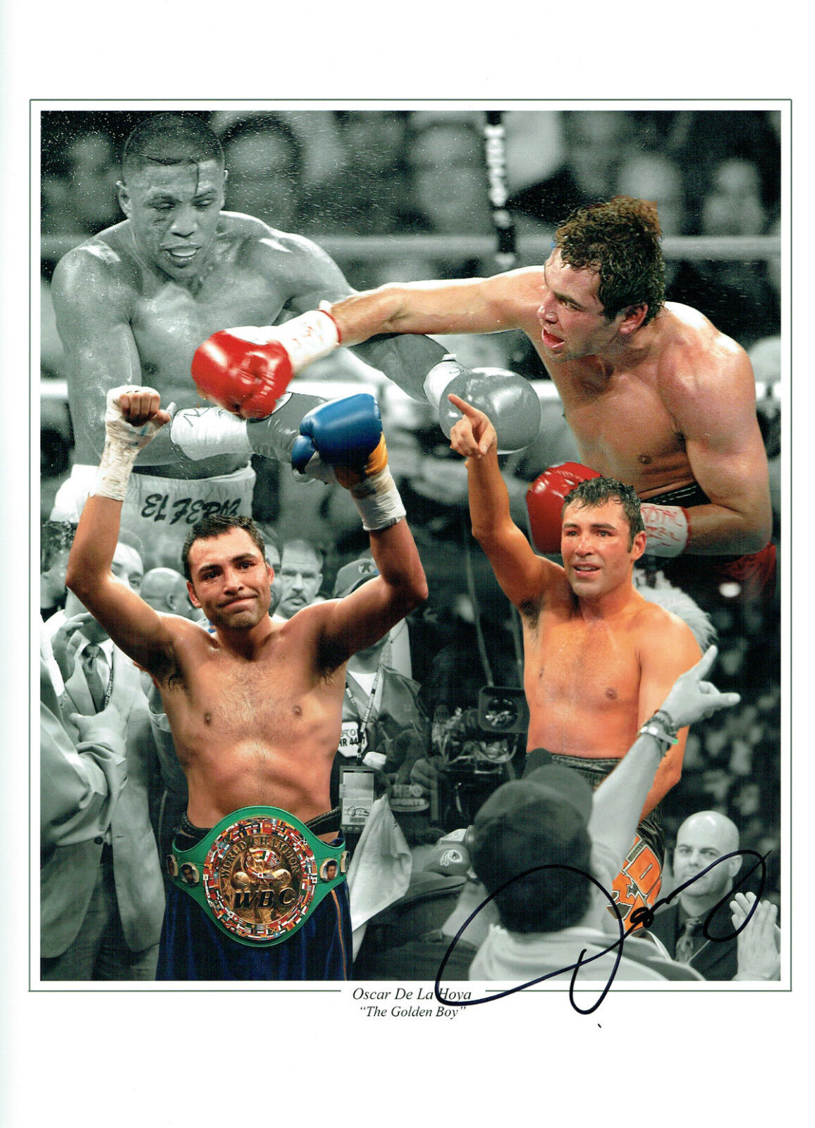 Oscar De La HOYA Signed Autograph Boxing Massive 16x12 Montage Photo Poster painting AFTAL COA