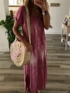 Tie Dye Split-Side Short Sleeves Maxi Dresses