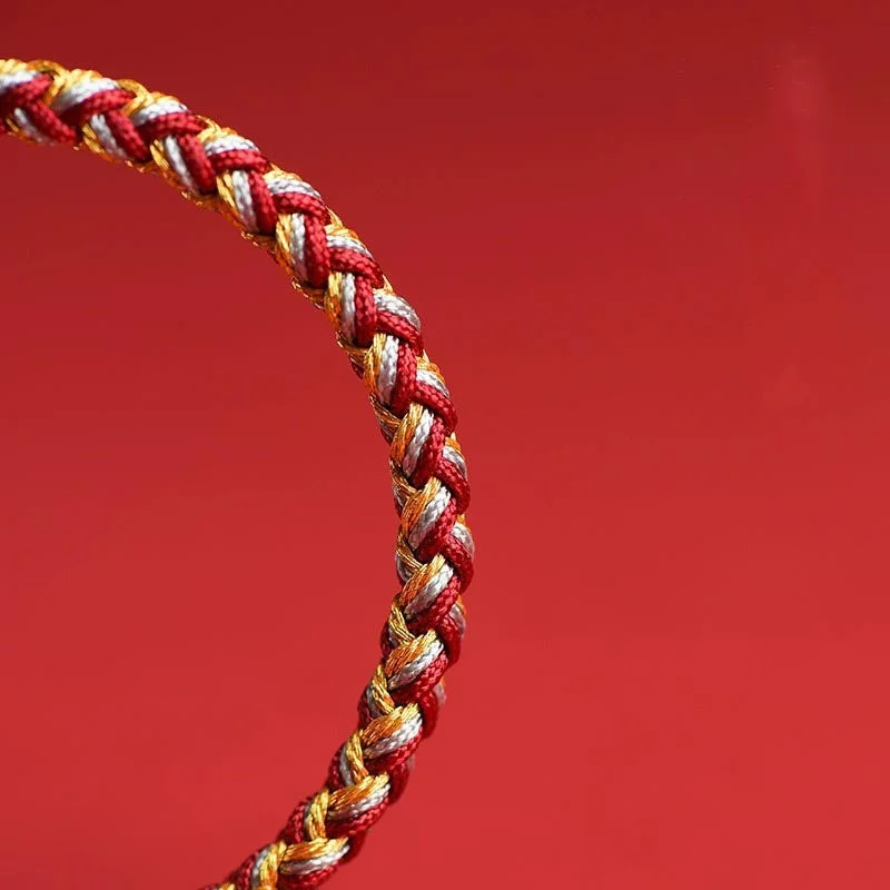 Handmade 925 Sterling Silver Year of the Dragon Chinese Zodiac Natal Buddha Protection Rope Bracelet