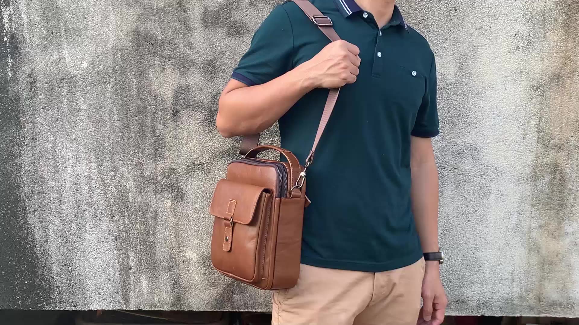 Summer Latest Soft Leather Cell Phone Purse Small Messenger Bag Genuine Leather Man Bags Boys Sling Shoulder Crossbody Bags