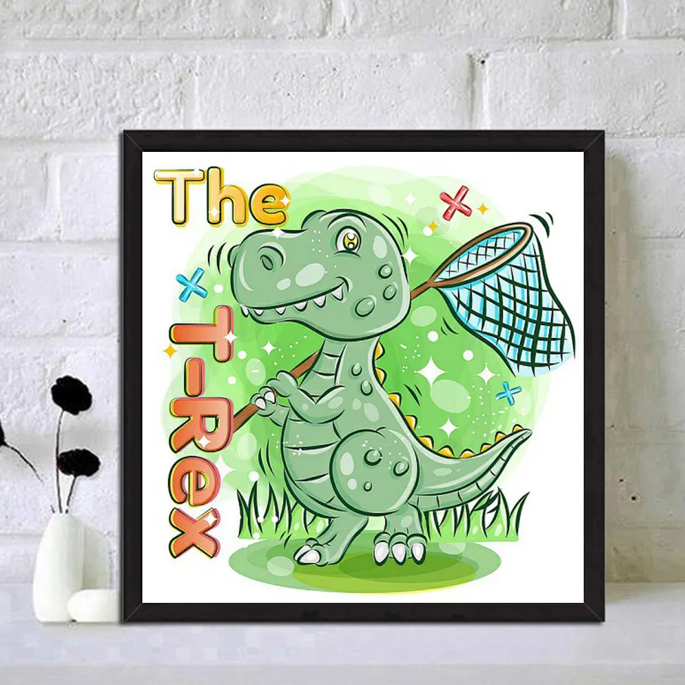 Full Round Diamond Painting 30*30cm - Cartoon Little Dinosaur