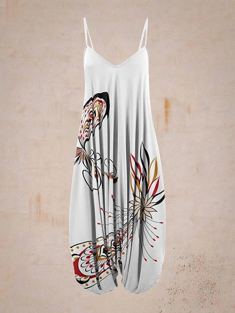 Casual White Ladies Printed Jumpsuit-Mayoulove