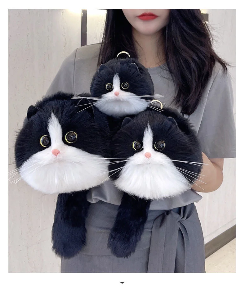 Fluffy Tuxedo Cat Bag Cat Purse