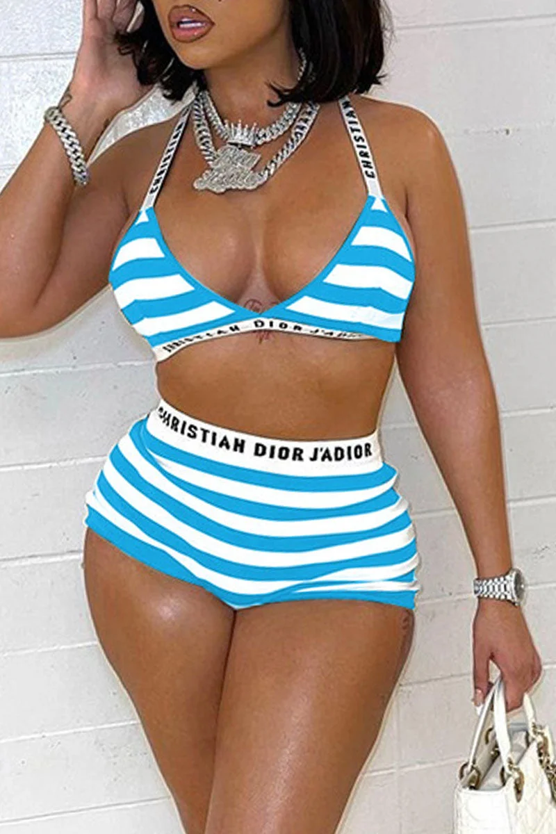 Sexy Striped Split Joint Swimwears