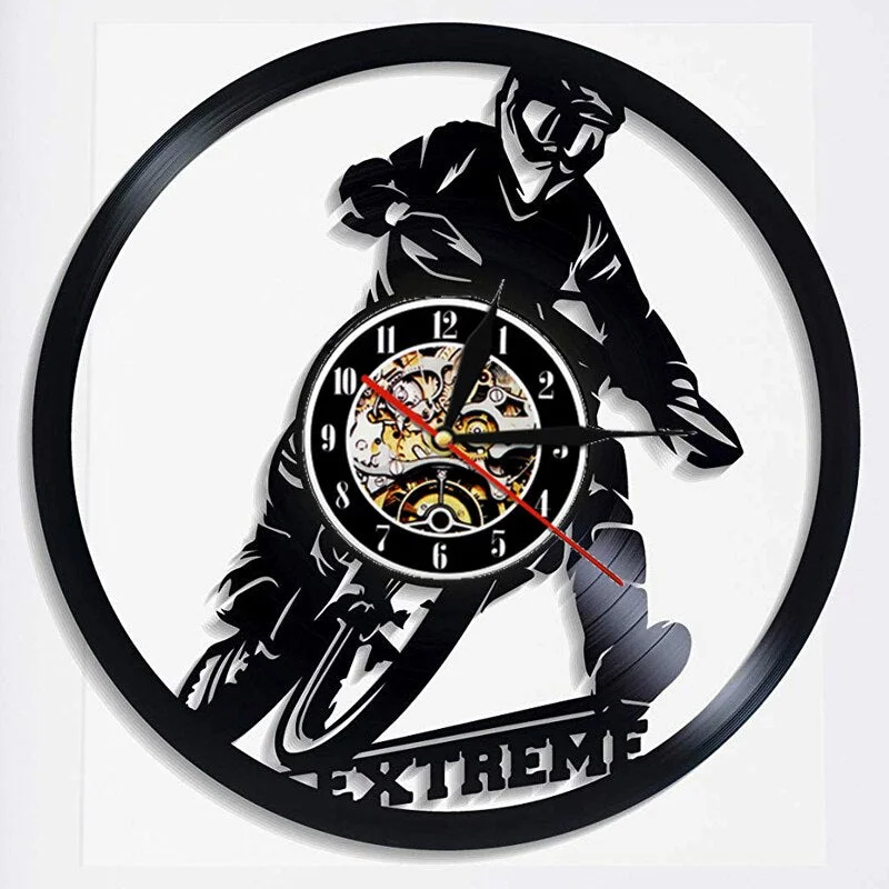 Motocross Vinyl Record Wall Clock Modern Design Motorcycle Racing 3D Decoration Hanging Watch Vinyl Wall Clocks Home Decor