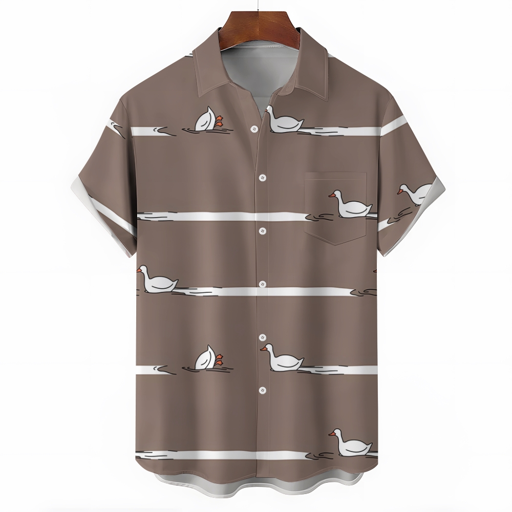 Cute Swan Pattern Hawaiian Shirt