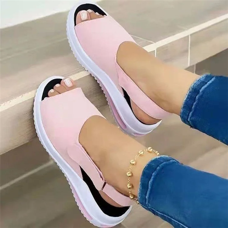 Breakj Breakj Women's Shoes Large Summer New Thick-Soled Simple Women's Single Shoes Magic Stick Casual Fish Mouth Sandals Women