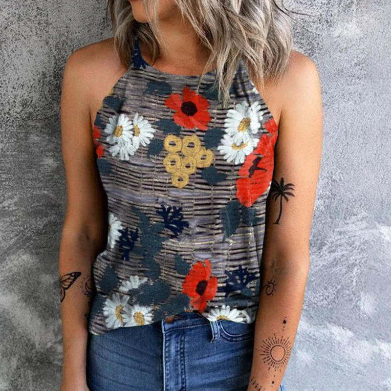 Western Floral Print Tank Top