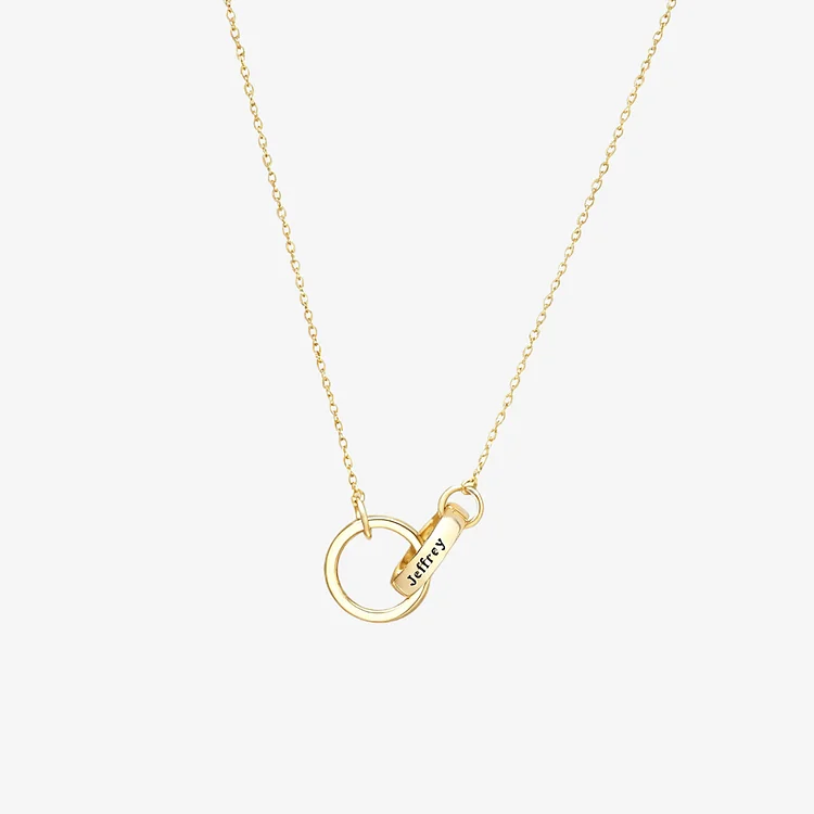 Mother & Daughter Forever Linked Together Personalized Names Double Circles Interlocking Necklace