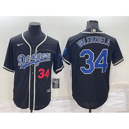 Men's Los Angeles Dodgers #34 Toro Valenzuela Black Cool Base Stitched Baseball Jersey 6AEP
