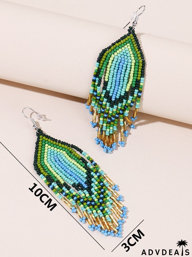 Bead Tassel Drop Earrings