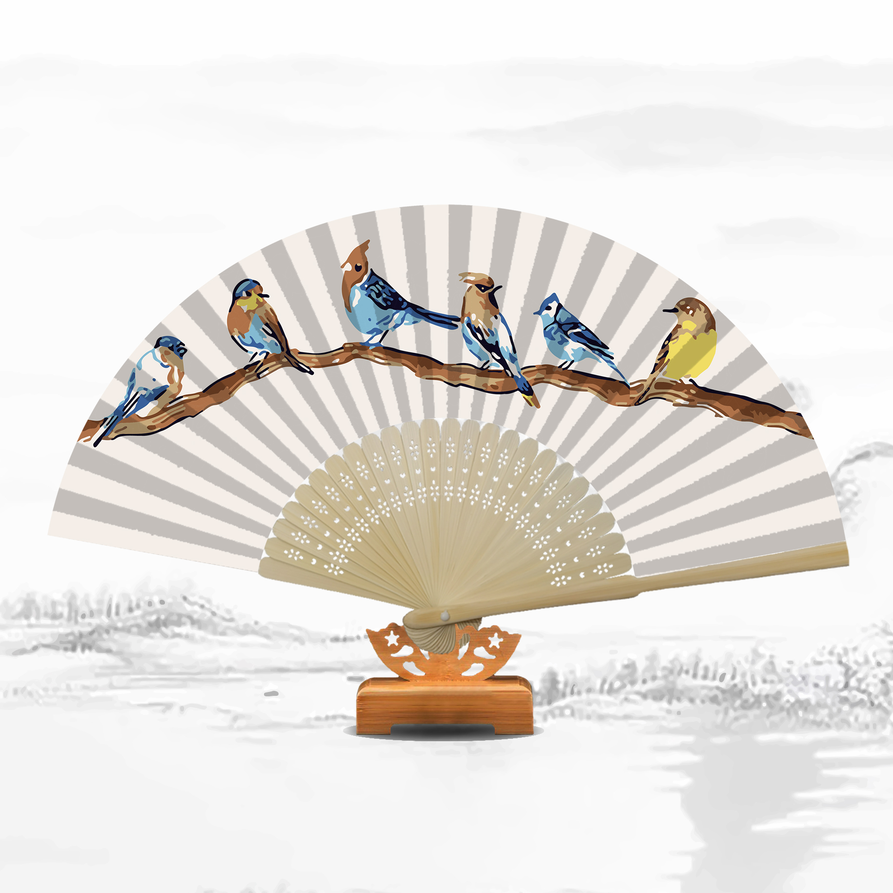 

Birds - Paint By Numbers - Folding Fan, 501 Original