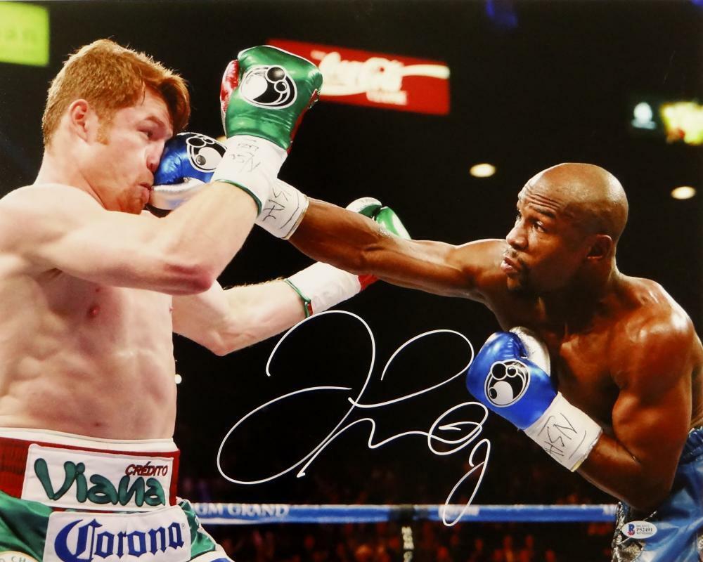 Floyd Mayweather Autographed 16x20 vs Canelo Alvarez Photo Poster painting- Beckett Auth *White