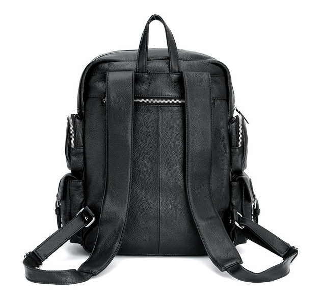 Back Display of Woosir Mens Multi Pocket Backpack Genuine Leather