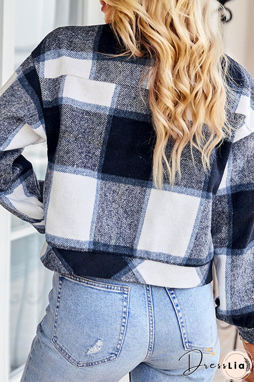 Casual Plaid Patchwork Turndown Collar Tops(4 colors)