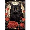(Big Size)Black Cat And Rose - 11CT Stamped Cross Stitch - 40*60cm