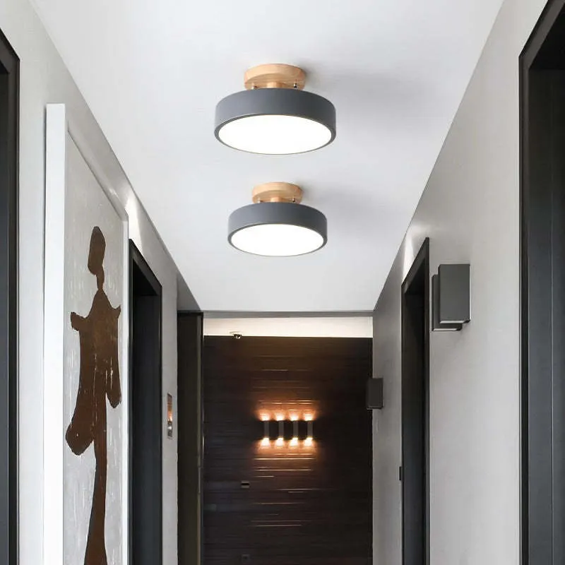 Quinn Round LED Flush Mount Ceiling Light Modern Wood/Acrylic