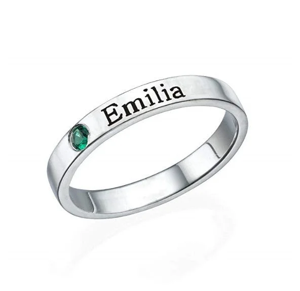 Stackable Birthstone Name Ring