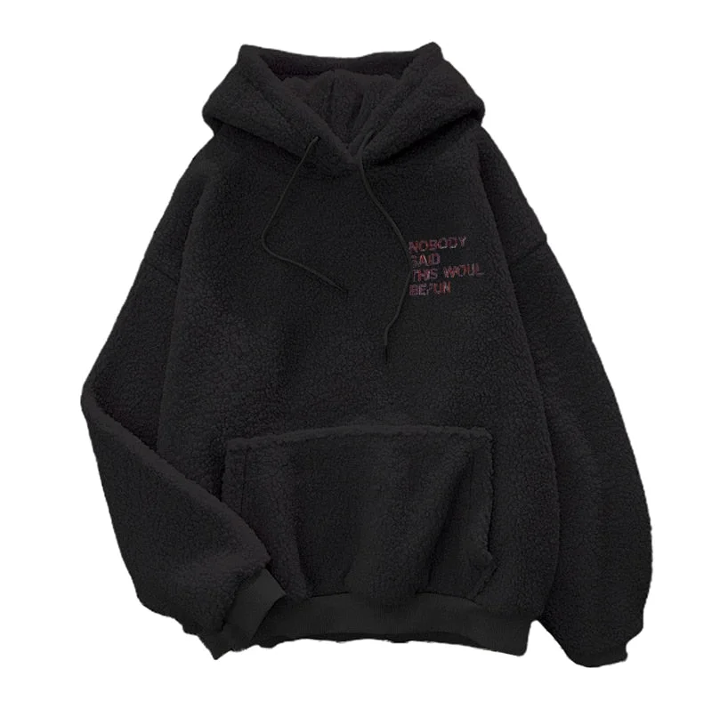 Hoodies Sweatshirts Women Autumn Winter Lamb Wool Hoodies Oversize Pullover Velvet Thicken Warm Hoodie Sweatshirts Streetwear