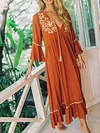 Loose And Casual Solid Color Flared Sleeves Maxi Dresses