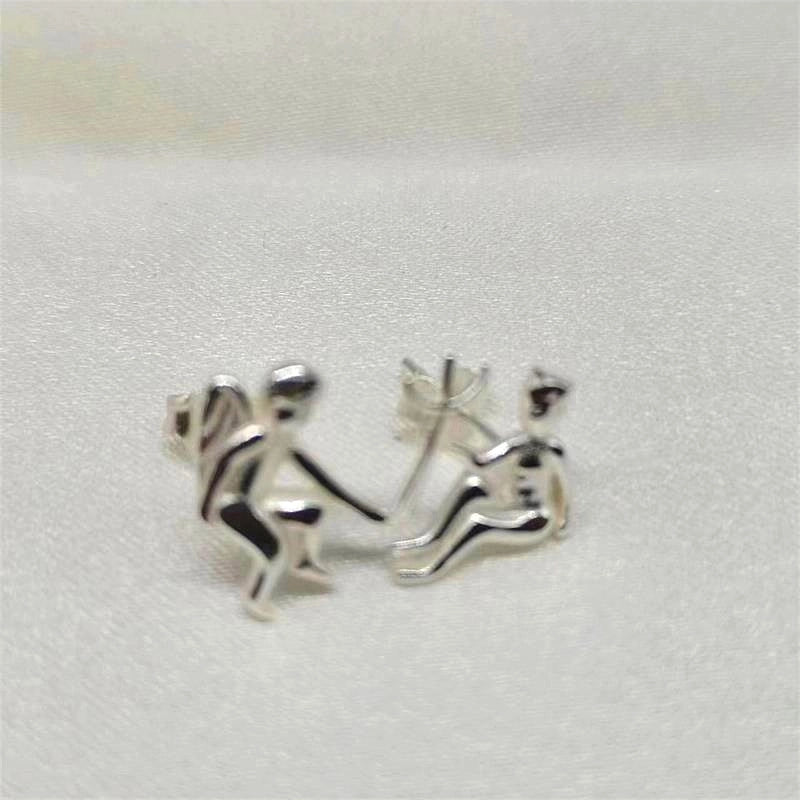 1 Pair 925 Sterling Silver Angel Demon Ear Studs
