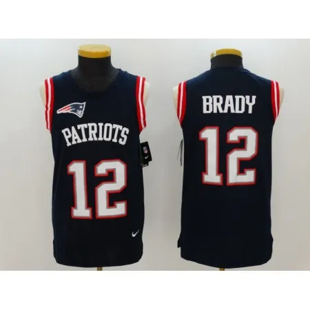 Men's  New England Patriots #12 Tom Brady Navy Blue Team Color Stitched NFL Limited Rush Tank Top Jersey