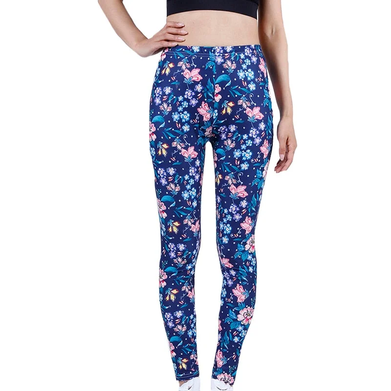 CUHAKCI Leggings Women's Space Dark Blue Leggins Print Pants High Quality Fitness Trousers Mujer Hot Gym Stretch Sportswear