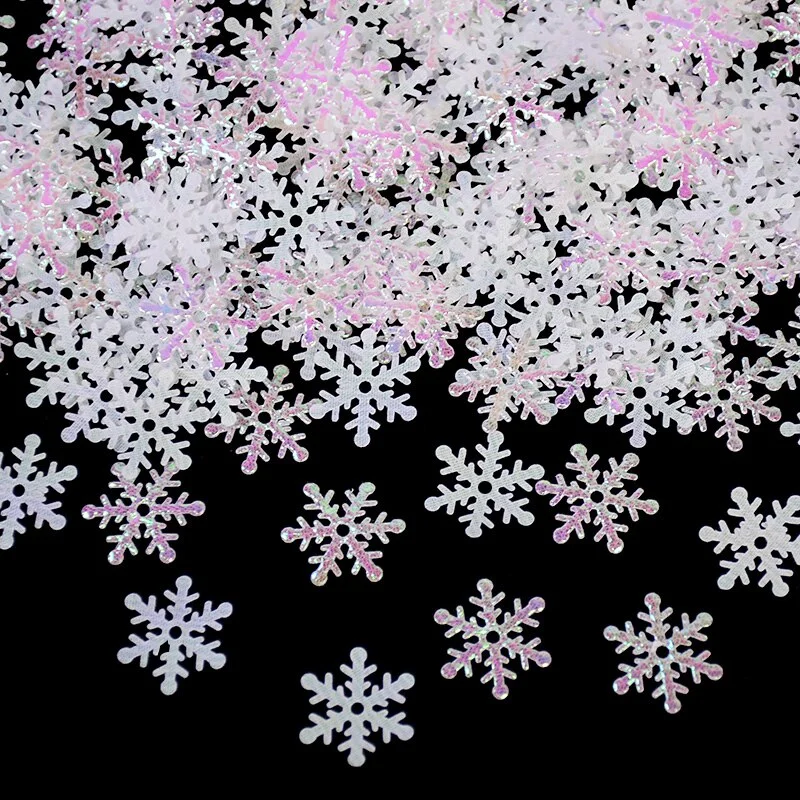 270Pcs Christmas Snowflakes Confetti Xmas Tree Ornaments Christmas Decorations for Home Winter Party Wedding Cake Decor Supplies