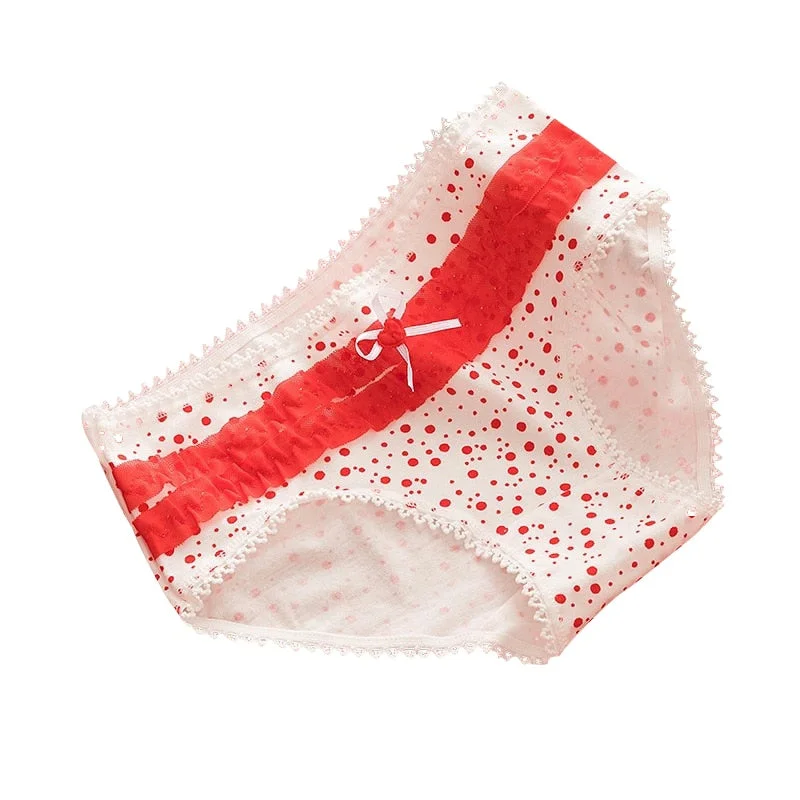 Red Women's Underwear Panties Lace Seamless Underpants Girls Cotton Soft Comfort Briefs Mid Waist Lingerie Panties For Female