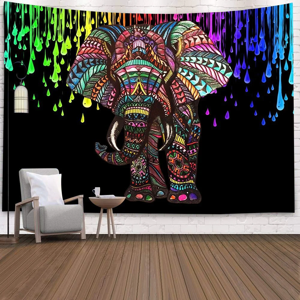 Bohemian Mandala Elephant Tapestry Wall Hanging Sandy Beach Picnic Throw Rug Blanket Camping Tent Travel Sleeping Pad Bedspread